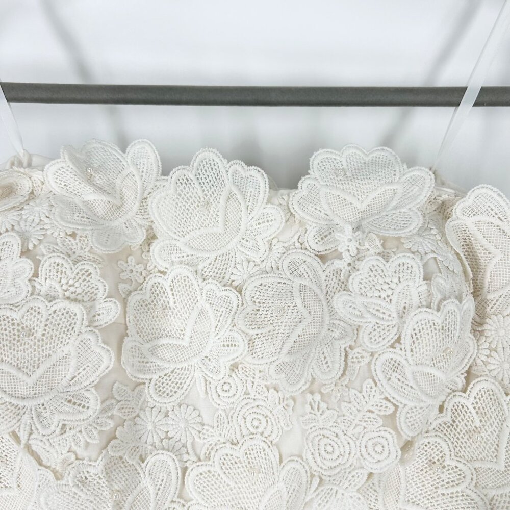 NWT BHLDN Anthropologie Bryn Floral Lace Tulle Skirt Strapless Bridal Mini Dress - Picture 6 of 14